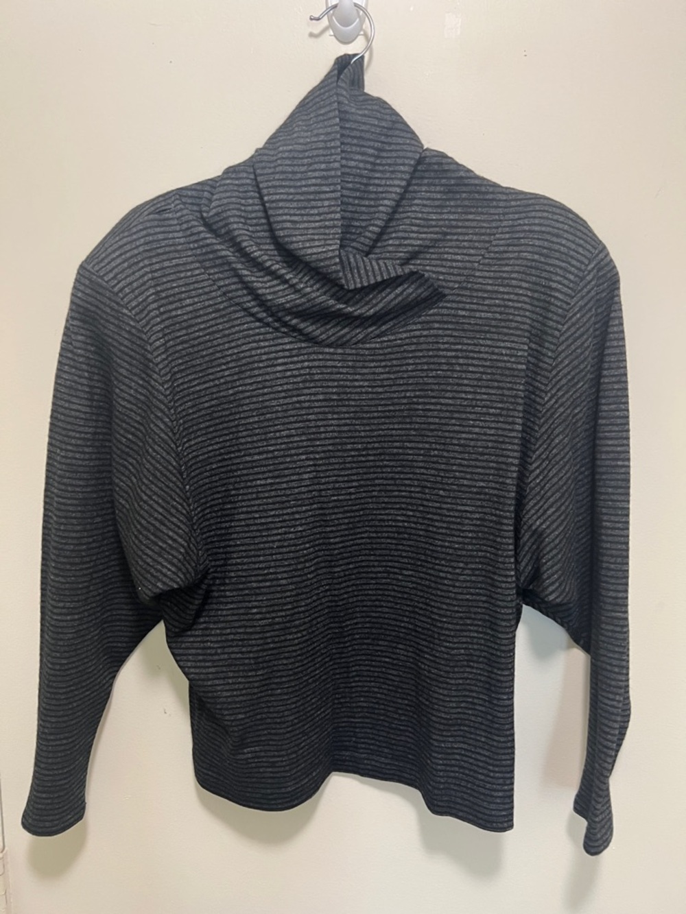 Women's Charcoal Stripe Cowl Neck Sweater